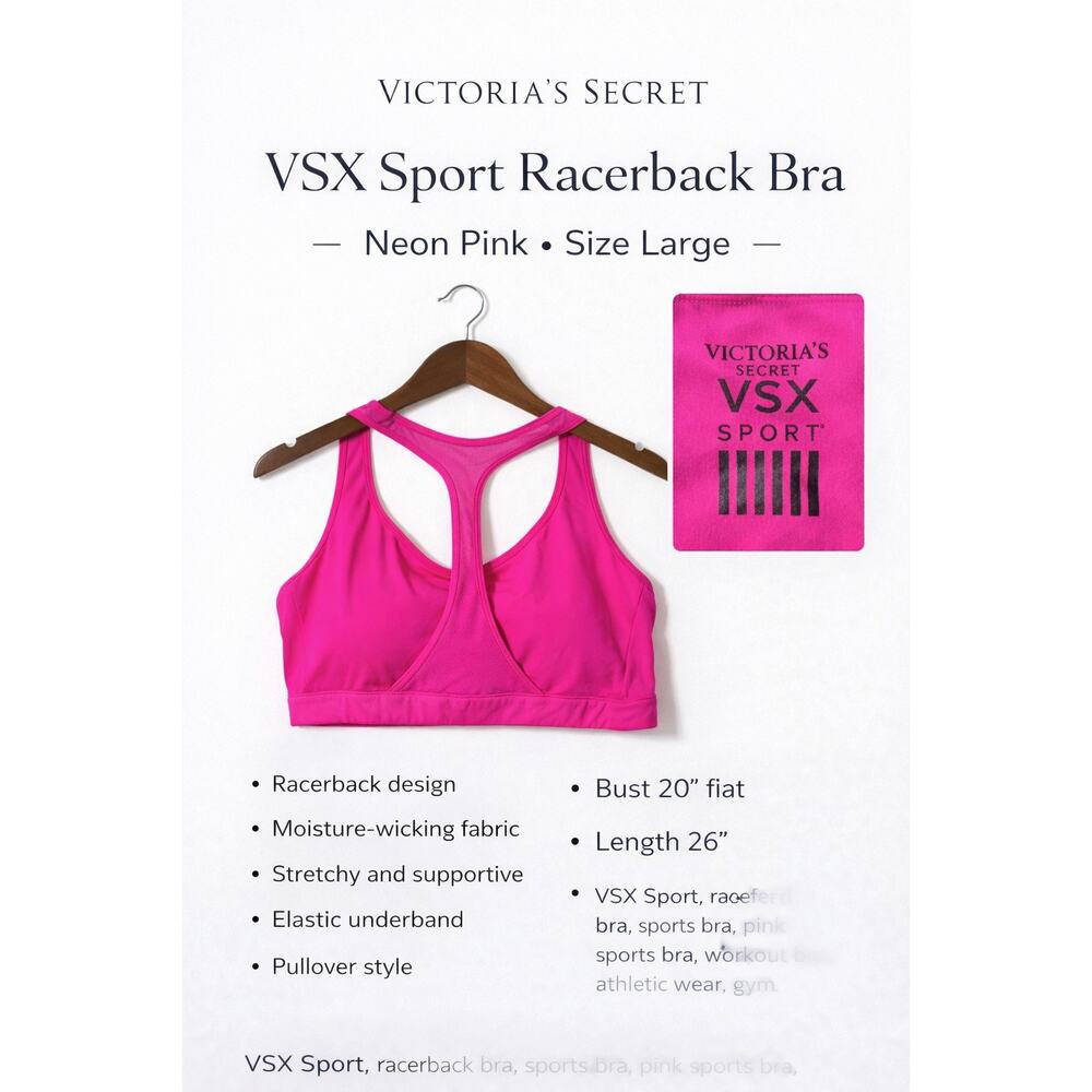 Victoria’s Secret VSX Sport Racerback Bra Neon Pink Large